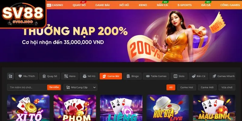 Tham gia game bài tại SV88 uy tín và chất lượng